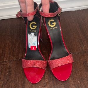 Guess Red sparkle or glitter high heels size 9